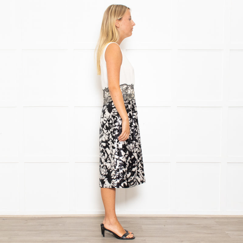 Max Mara Cream Black Floral Sleeveless Dress Plus Cropped Jacket
