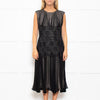 Max Mara Black Lace Waist Silk Sleeveless Dress