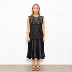 Max Mara Black Lace Waist Silk Sleeveless Dress