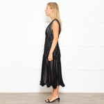 Max Mara Black Lace Waist Silk Sleeveless Dress