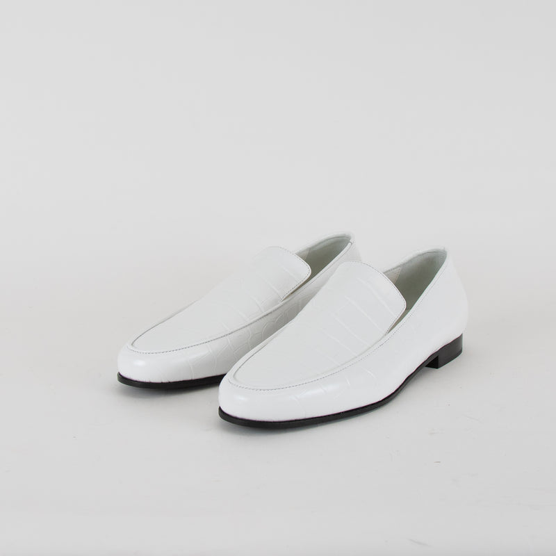 Toteme White Croc-Effect Leather Loafers