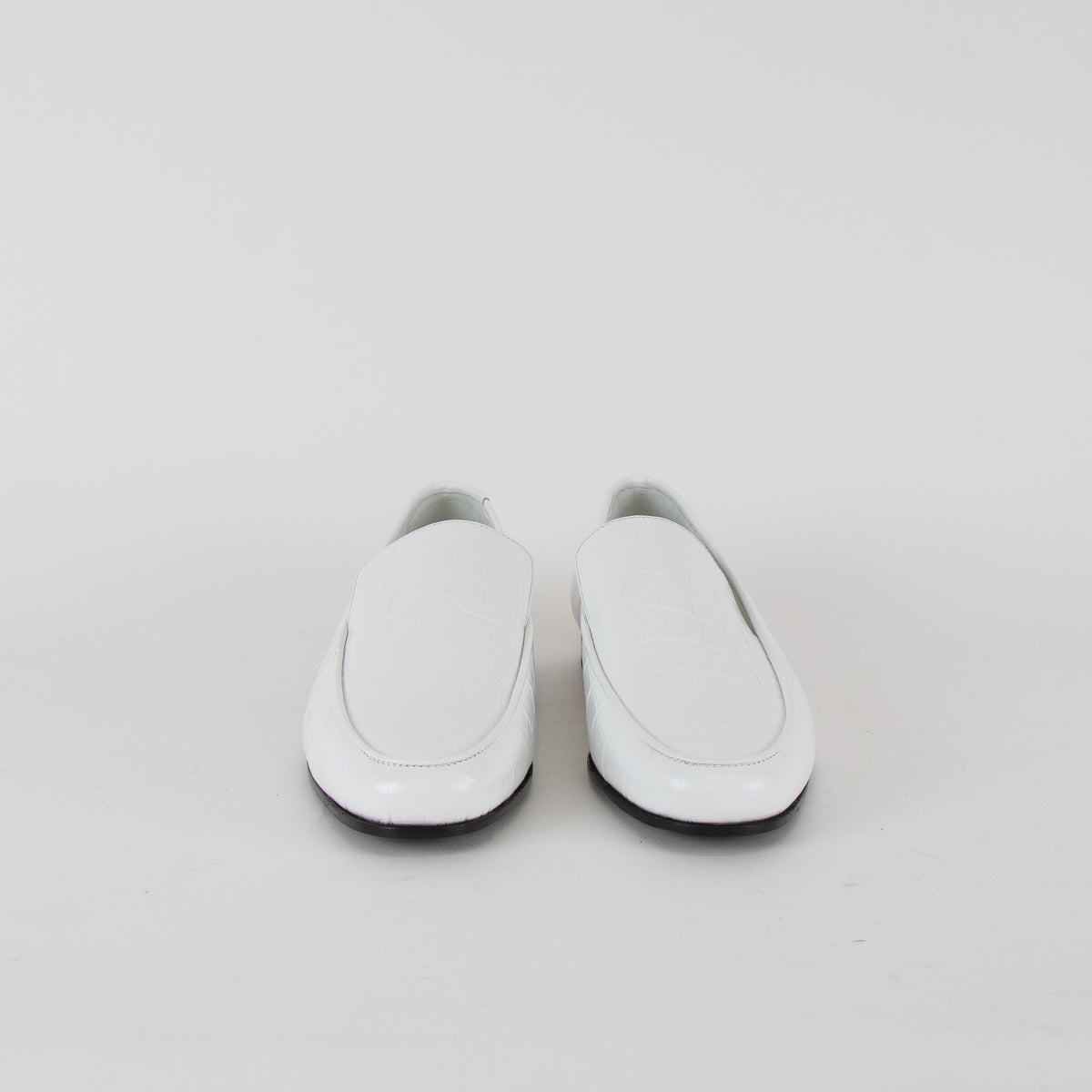 Toteme White Croc-Effect Leather Loafers