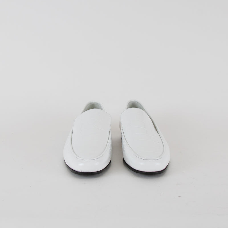 Toteme White Croc-Effect Leather Loafers