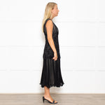 Max Mara Black Lace Waist Silk Sleeveless Dress