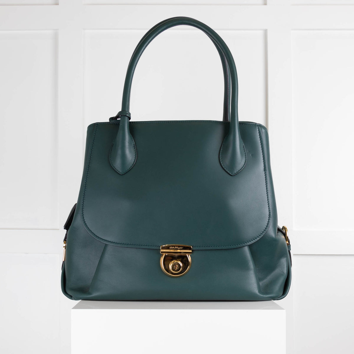 Salvatore Ferragamo Bottle Green East/West Fiamma Handbag