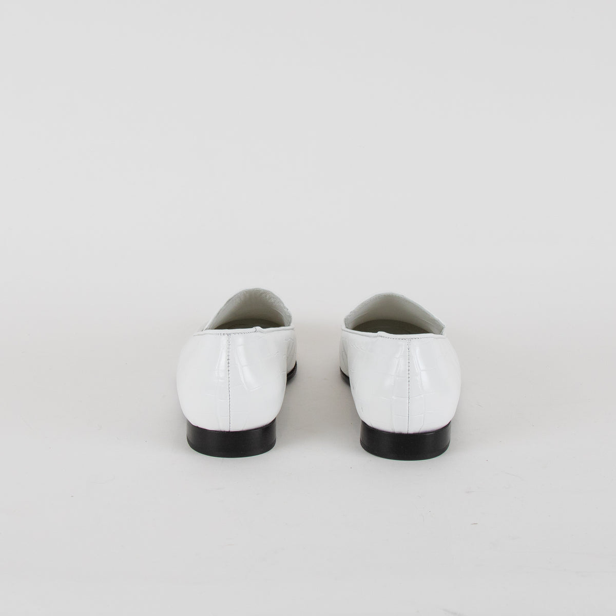 Toteme White Croc-Effect Leather Loafers