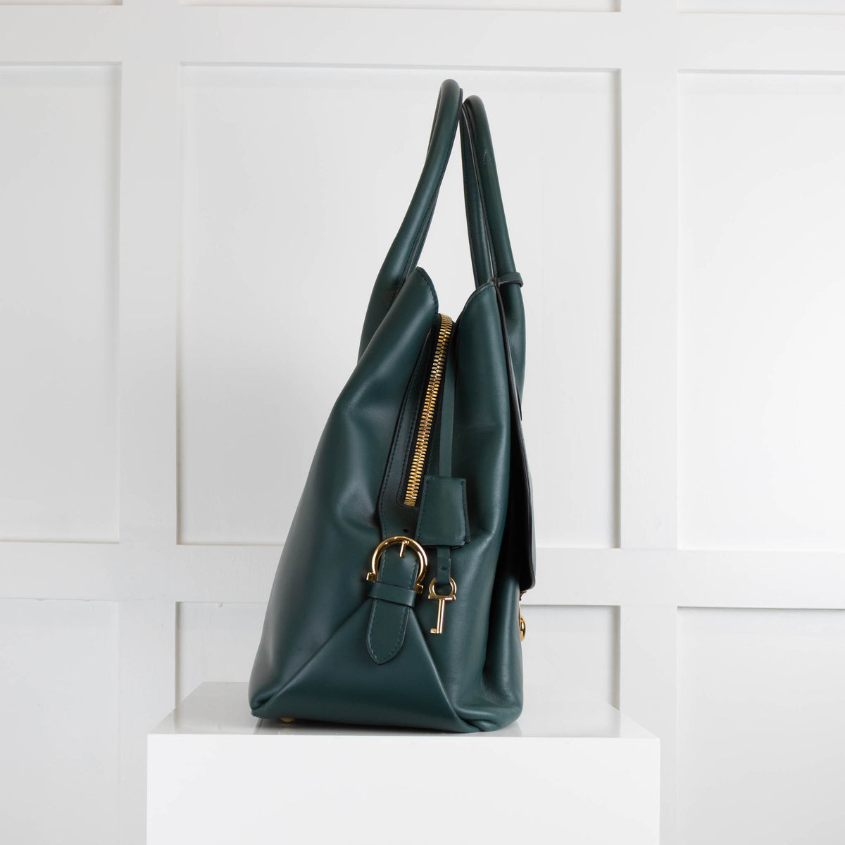 Salvatore Ferragamo Bottle Green East/West Fiamma Handbag