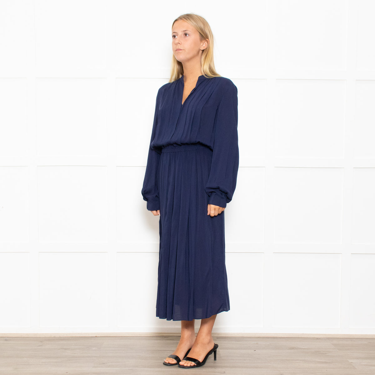 Tory Burch Navy Long Sleeve Elasticated Waist Dress