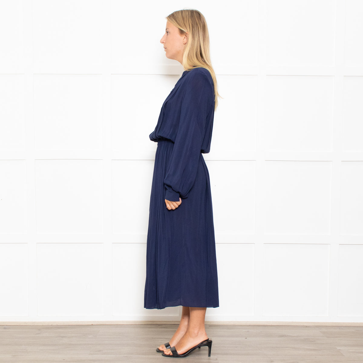 Tory Burch Navy Long Sleeve Elasticated Waist Dress