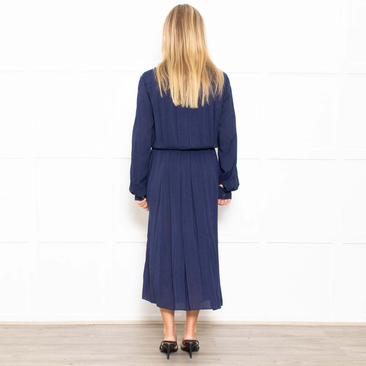 Tory Burch Navy Long Sleeve Elasticated Waist Dress