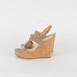 Russell & Bromley Beige Suede Cork Wedge Sandals