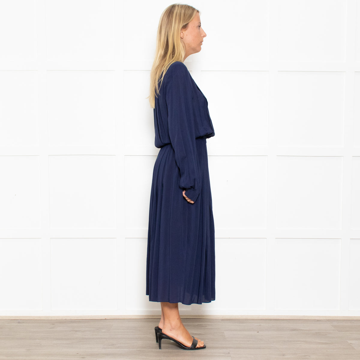 Tory Burch Navy Long Sleeve Elasticated Waist Dress