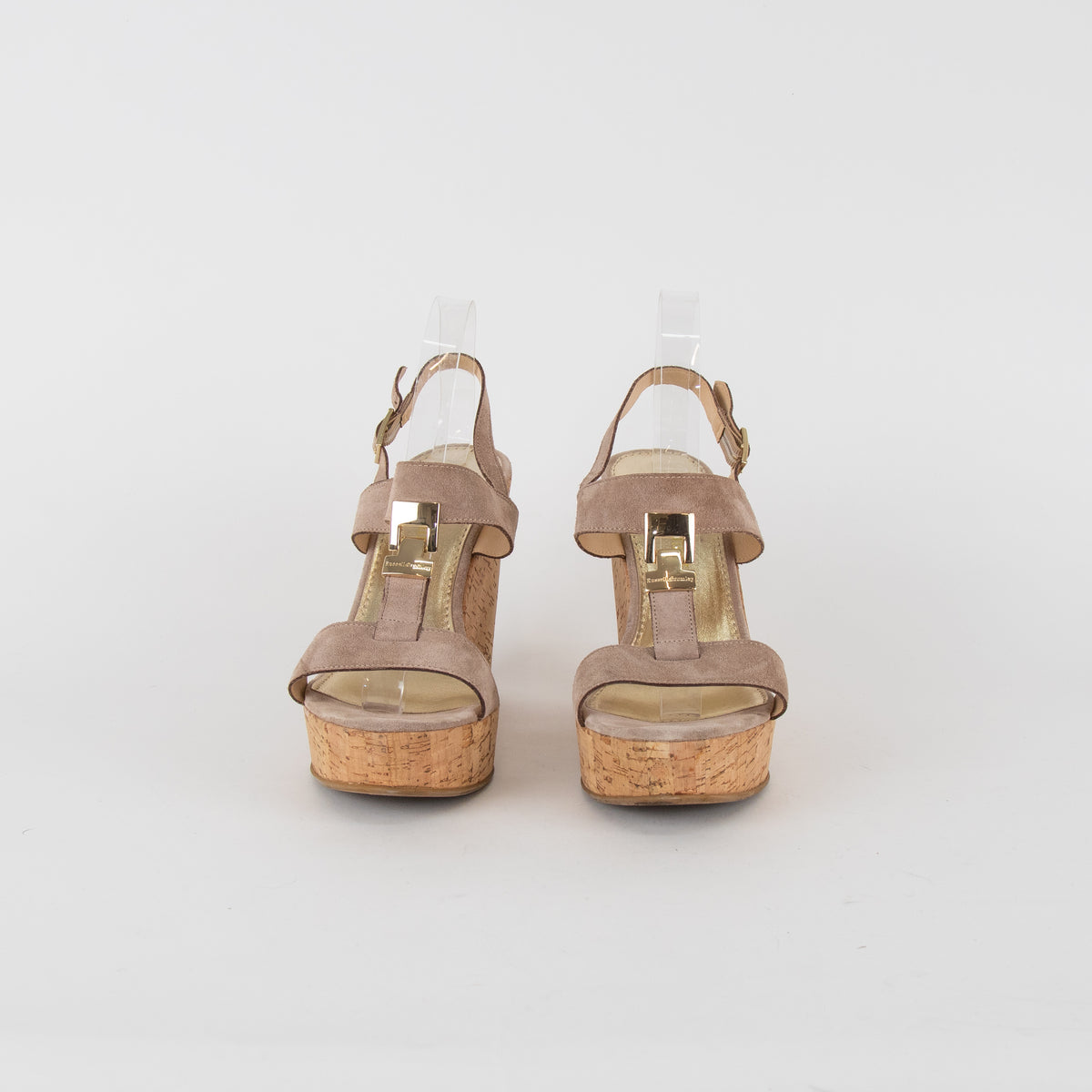 Russell & Bromley Beige Suede Cork Wedge Sandals