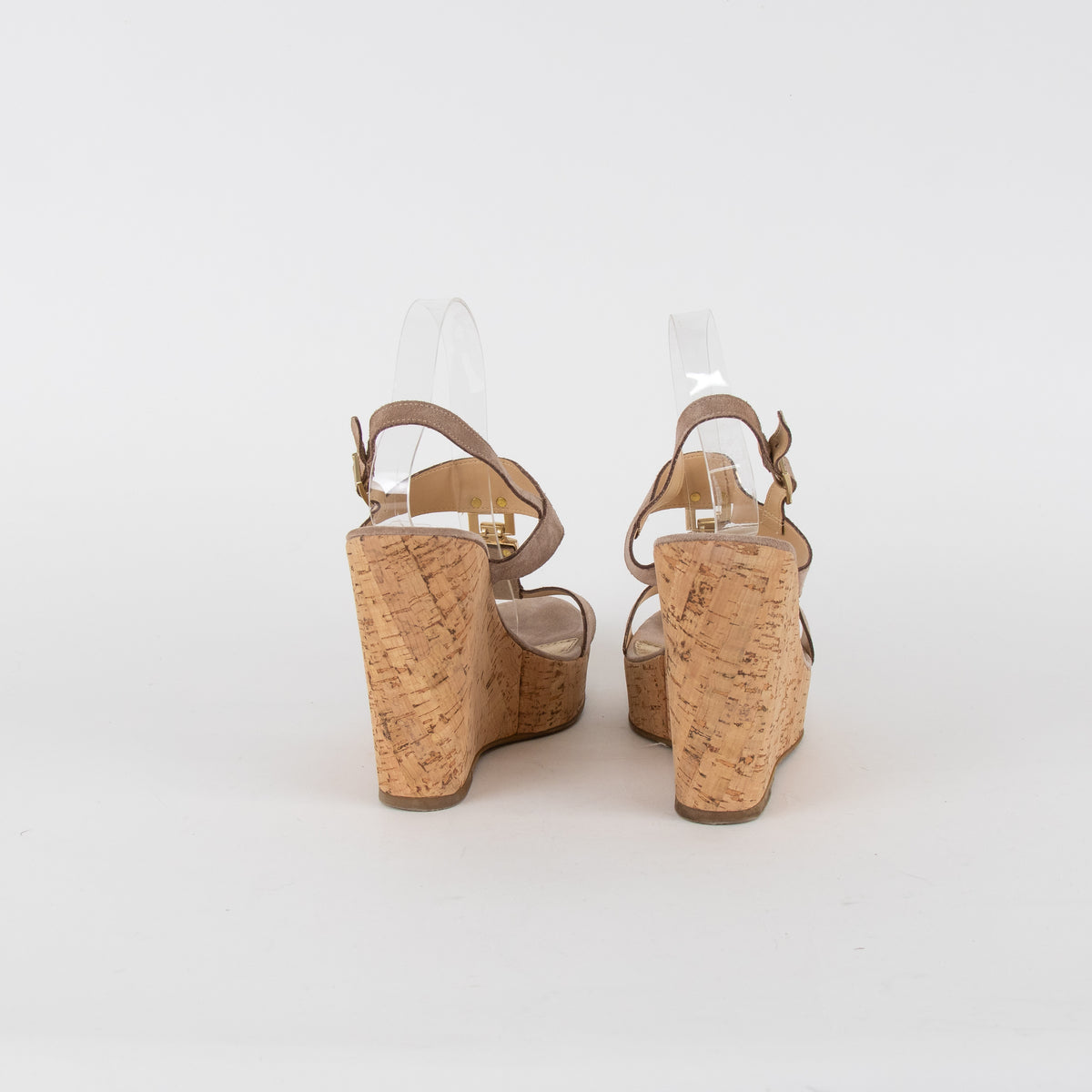 Russell & Bromley Beige Suede Cork Wedge Sandals