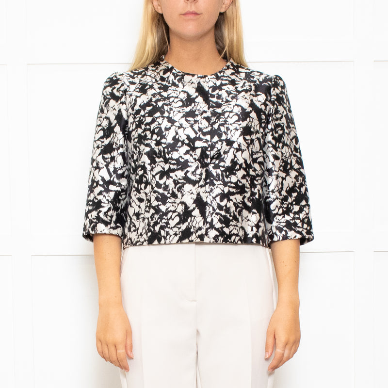 Max Mara Cream Black Floral Sleeveless Dress Plus Cropped Jacket