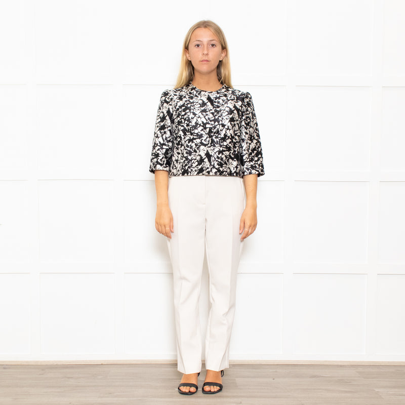 Max Mara Cream Black Floral Sleeveless Dress Plus Cropped Jacket