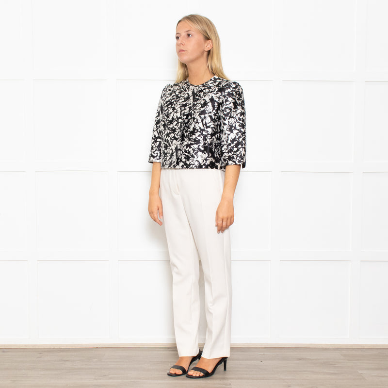 Max Mara Cream Black Floral Sleeveless Dress Plus Cropped Jacket
