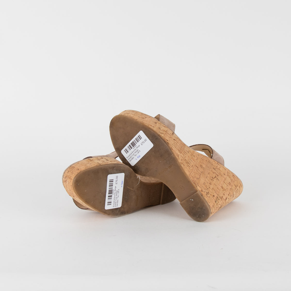Russell & Bromley Beige Suede Cork Wedge Sandals