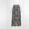ba&sh Blue Floral Dipped Back Hem Skirt