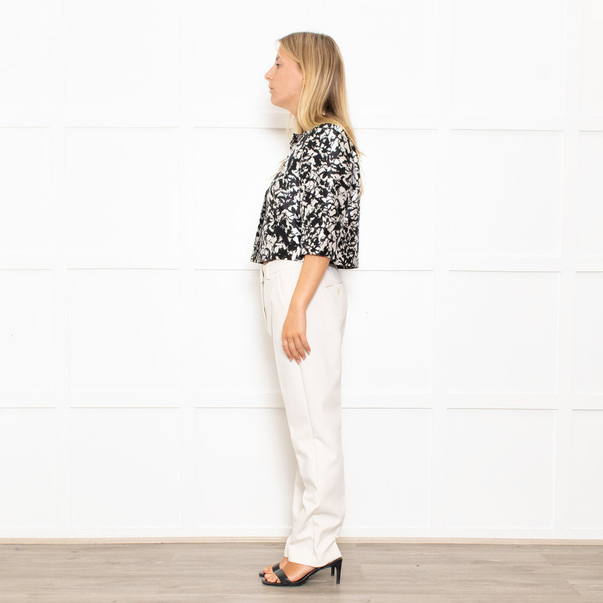 Max Mara Cream Black Floral Sleeveless Dress Plus Cropped Jacket