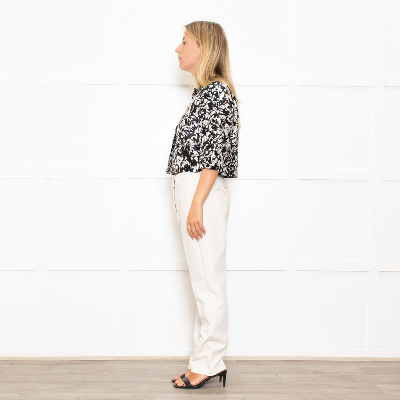 Max Mara Cream Black Floral Sleeveless Dress Plus Cropped Jacket