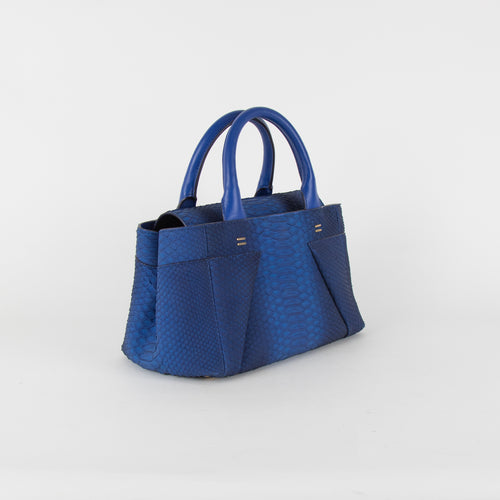 Roland Mouret Electric Blue Python Top Handle Bag