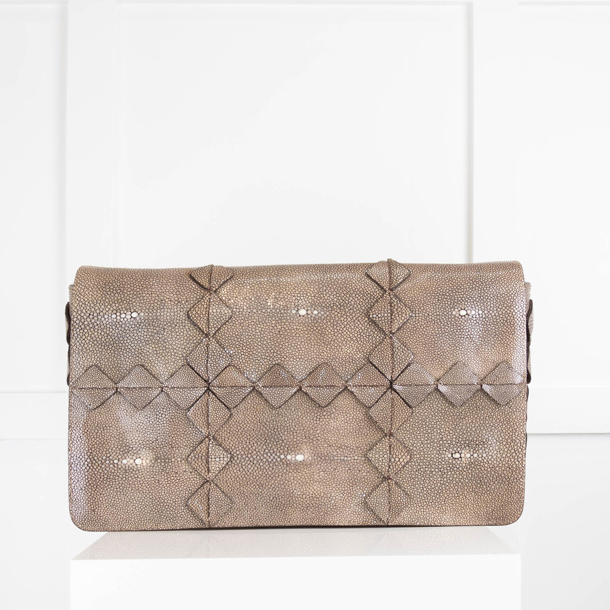 Salvatore Ferragamo Taupe  Ray Skin Clutch
