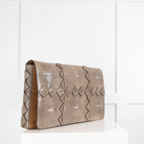 Salvatore Ferragamo Taupe  Ray Skin Clutch