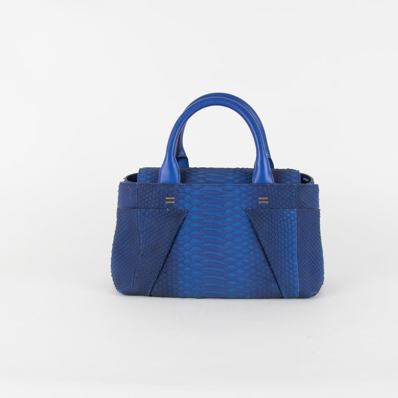 Roland Mouret Electric Blue Python Top Handle Bag