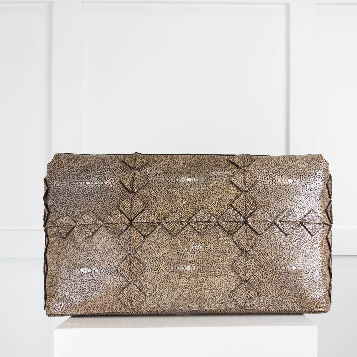Salvatore Ferragamo Taupe  Ray Skin Clutch