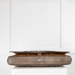 Salvatore Ferragamo Taupe  Ray Skin Clutch