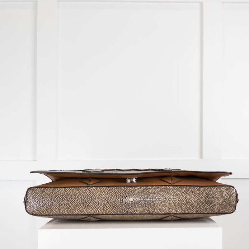 Salvatore Ferragamo Taupe  Ray Skin Clutch