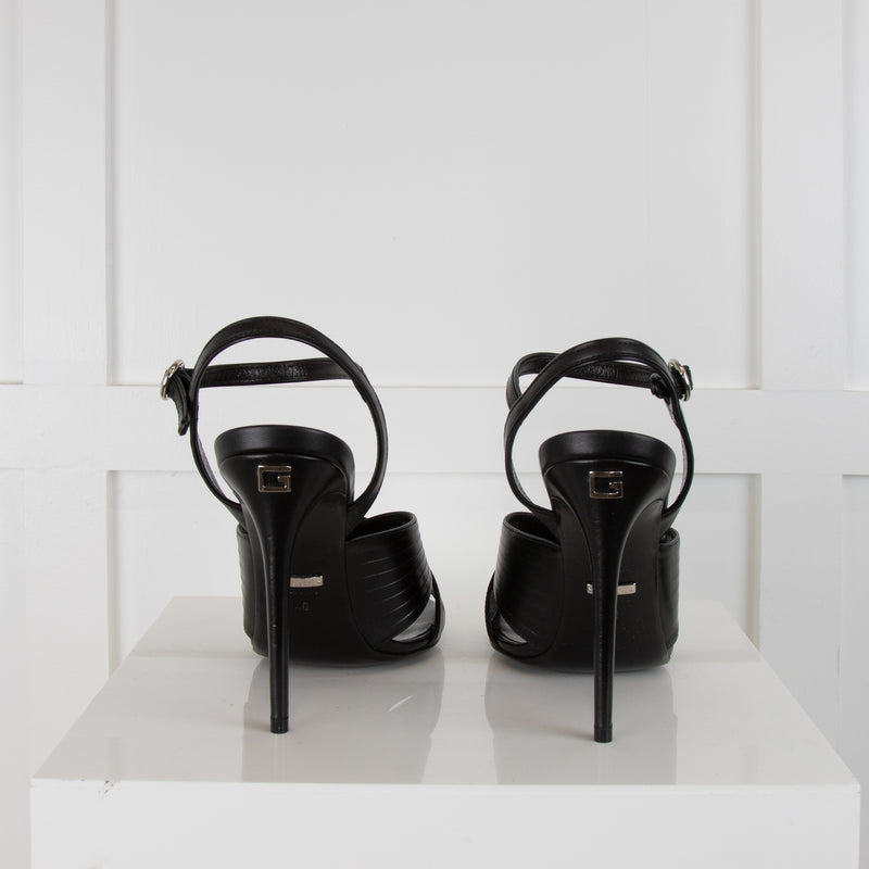 Gucci Black Leather Betsy Sandals