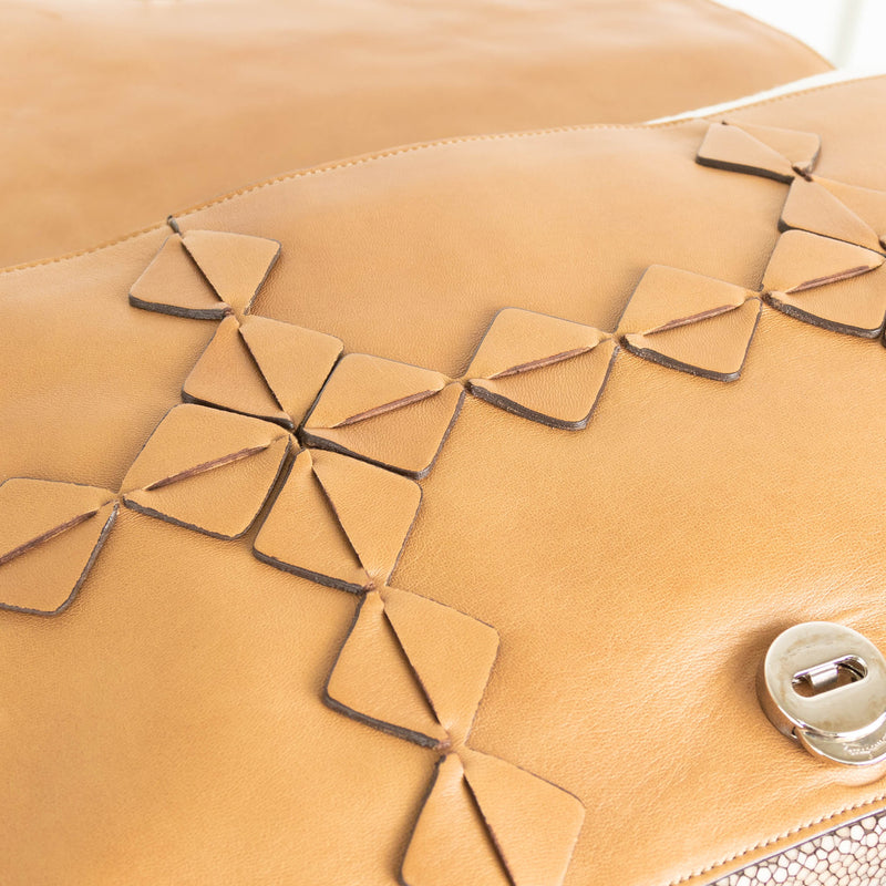 Salvatore Ferragamo Taupe  Ray Skin Clutch