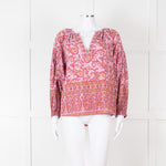 Boteh Lilac Red Cotton Peasant Top