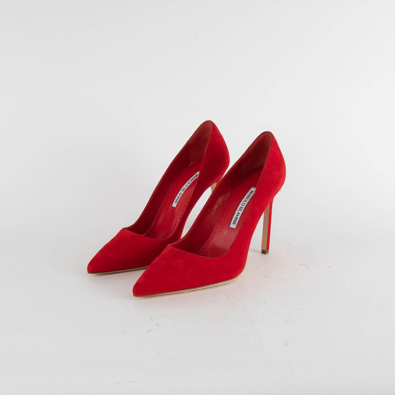 Manolo Blahnik Red Suede Classic Heeled Shoes