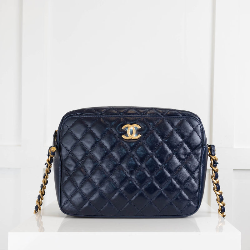 Chanel Navy Blue Calfskin Adjustable Length  Cross Body Bag