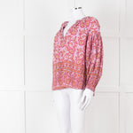 Boteh Lilac Red Cotton Peasant Top