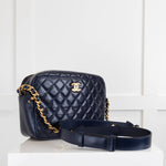 Chanel Navy Blue Calfskin Adjustable Length  Cross Body Bag