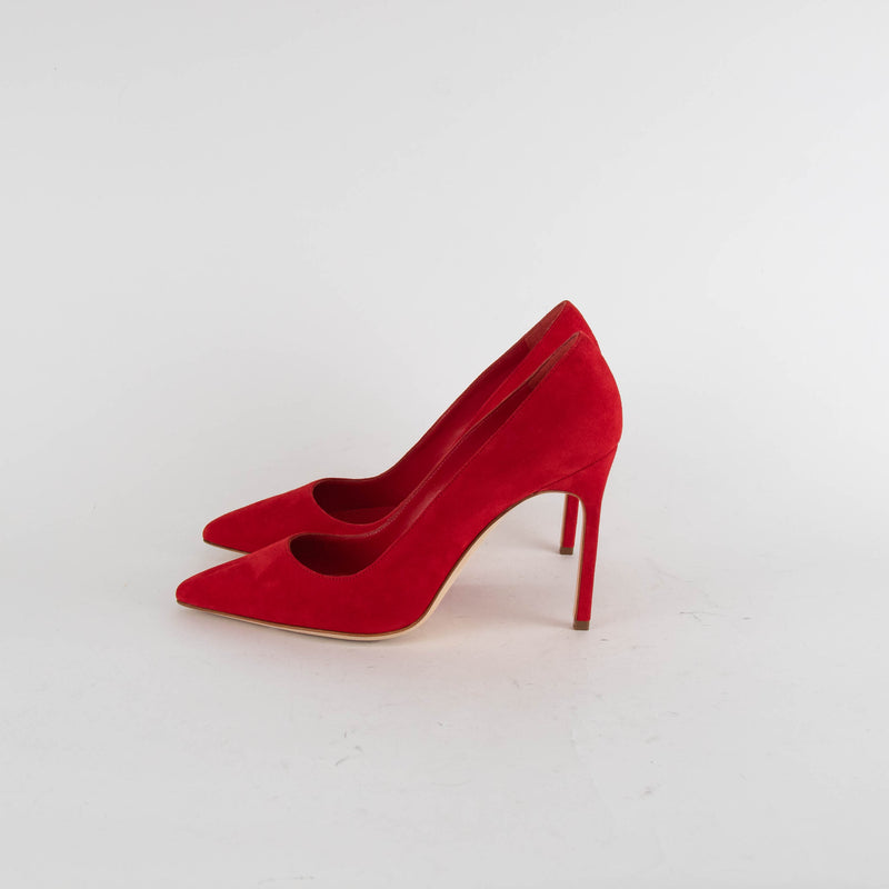 Manolo Blahnik Red Suede Classic Heeled Shoes