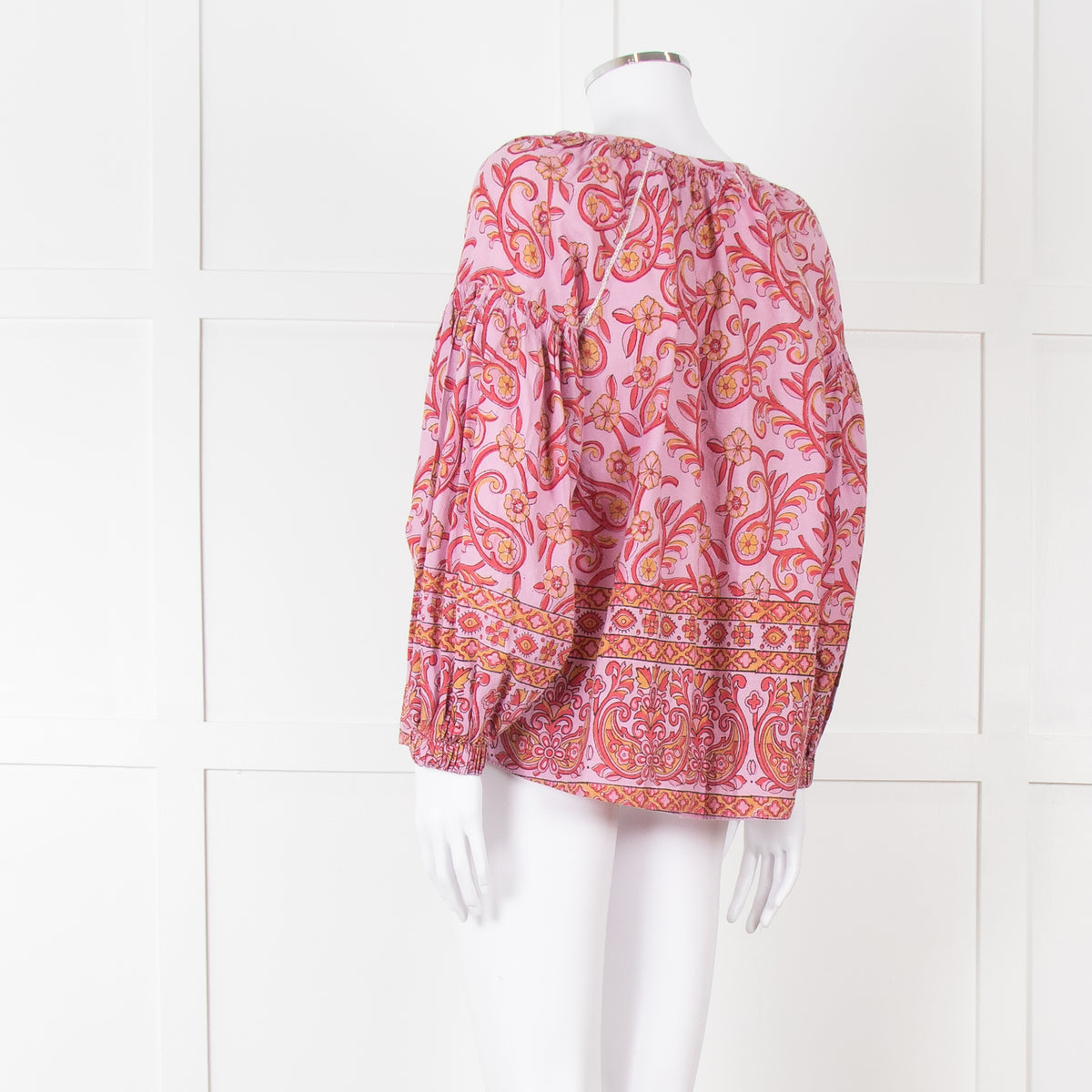 Boteh Lilac Red Cotton Peasant Top