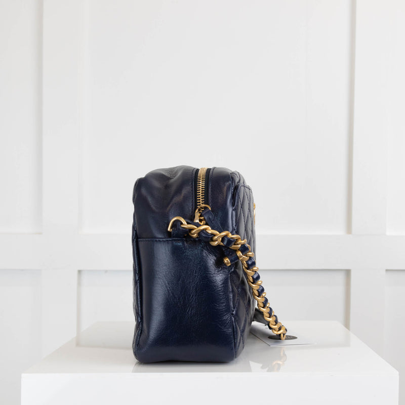 Chanel Navy Blue Calfskin Adjustable Length  Cross Body Bag