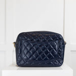 Chanel Navy Blue Calfskin Adjustable Length  Cross Body Bag