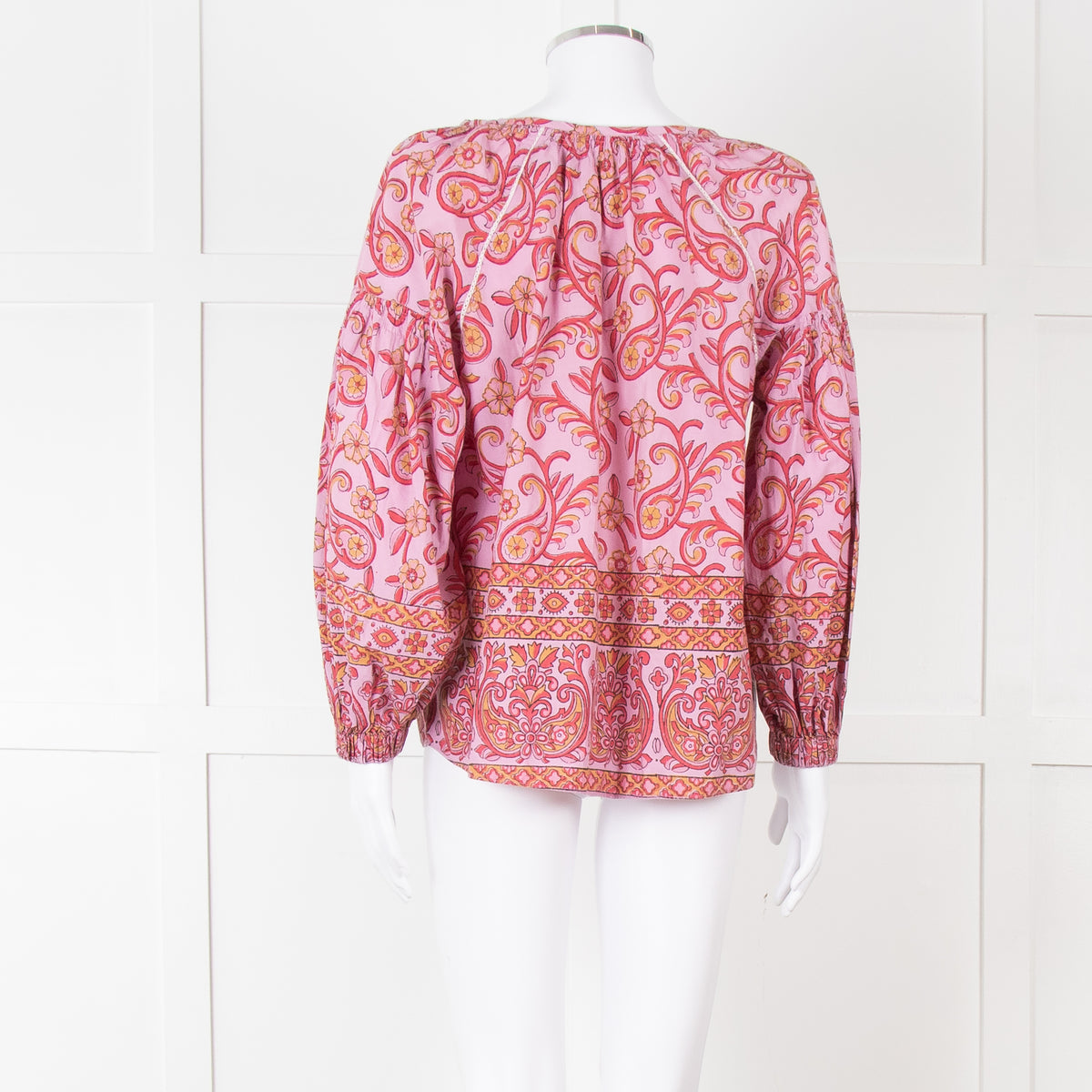 Boteh Lilac Red Cotton Peasant Top