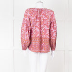Boteh Lilac Red Cotton Peasant Top