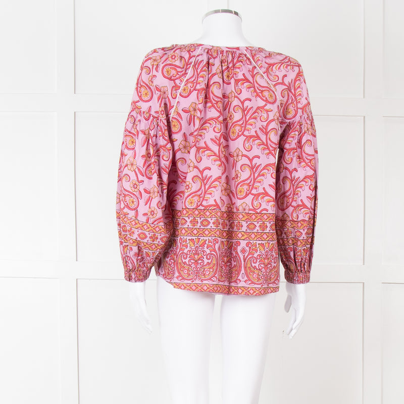 Boteh Lilac Red Cotton Peasant Top