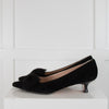 Unutzer Black Suede Kitten Heel Shoe With Bow