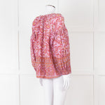 Boteh Lilac Red Cotton Peasant Top