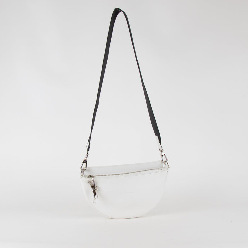 Longchamp White Leather Smile Crossbody Bag