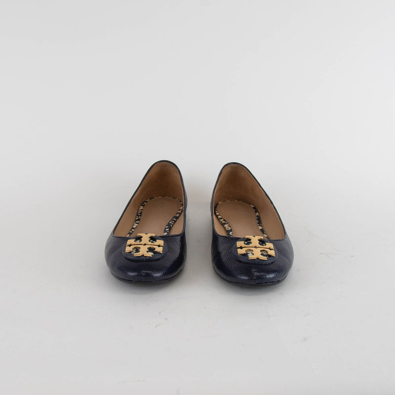 Tory Burch Navy Flat Ballet Pumps